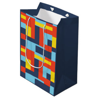 Retro Solid Block Design/Set 2 Medium Gift Bag