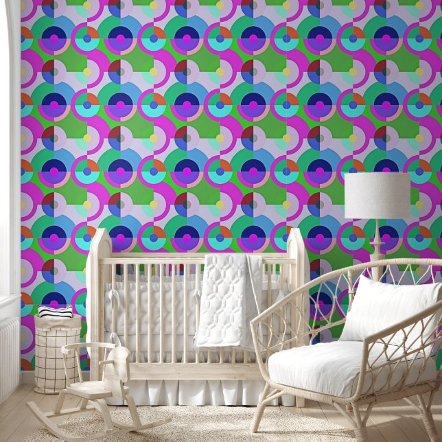 Retro solid geometric shapes pattern 5 wallpaper (Kids)