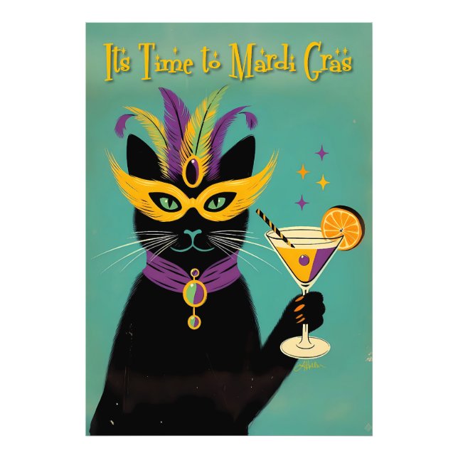 Retro Sophisticats Its Time to Mardi Gras Martini Photo Print (Front)