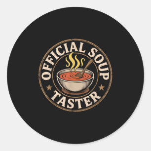Retro Soup Squad Official Taster Funny Foodie Comf Classic Round Sticker