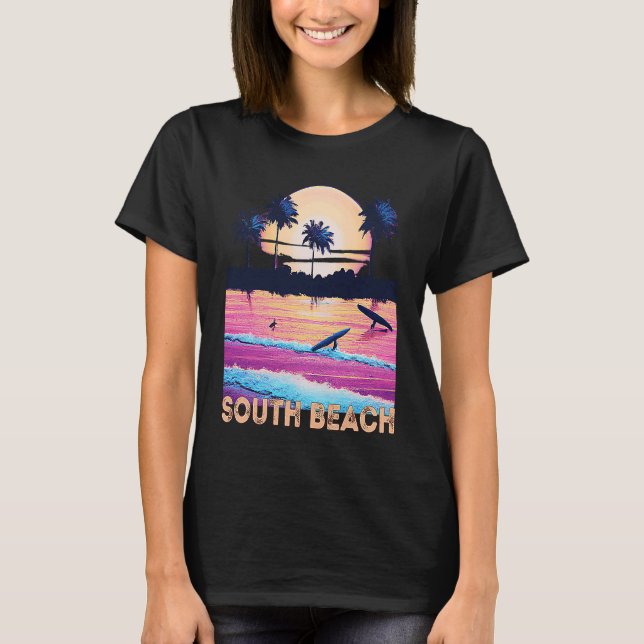 Retro South Beach Florida Souvenir Surf T-Shirt (Front)