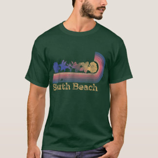 Retro South Beach Tropical Flowers 80s Style Surfi T-Shirt