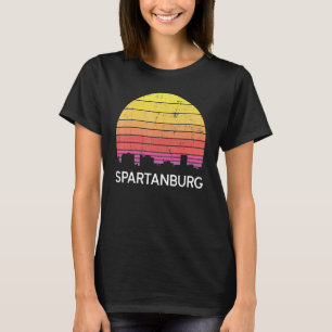 Retro South Carolina City Spartanburg Skyline Vint T-Shirt