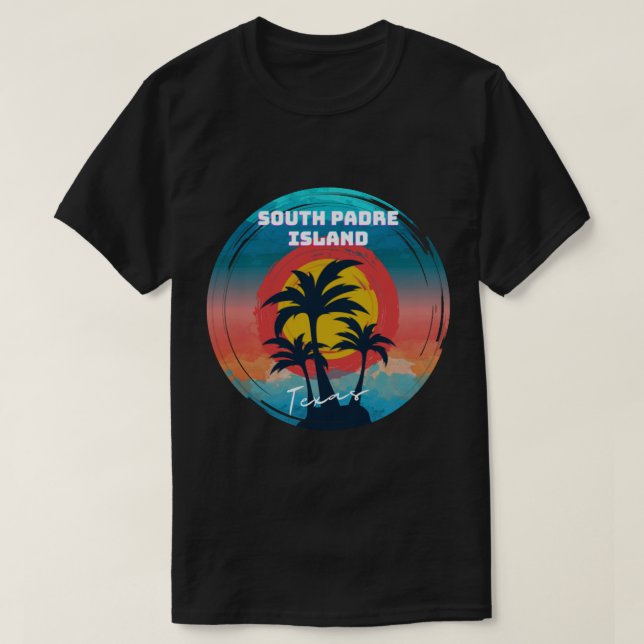 Retro South Padre Island Texas Sunset Souvenir T-Shirt (Design Front)