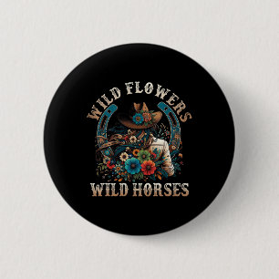 Retro Southern Sunset Cowgirl Wild Flowers - Wild 6 Cm Round Badge