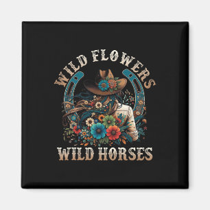 Retro Southern Sunset Cowgirl Wild Flowers - Wild Magnet