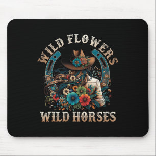 Retro Southern Sunset Cowgirl Wild Flowers - Wild Mouse Pad