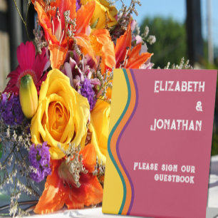 Retro Southwestern Waves Wedding Pedestal Sign