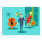 Retro Space Age Cartoon Couple Poster