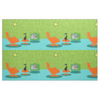 Retro Space Age Kitty Fabric