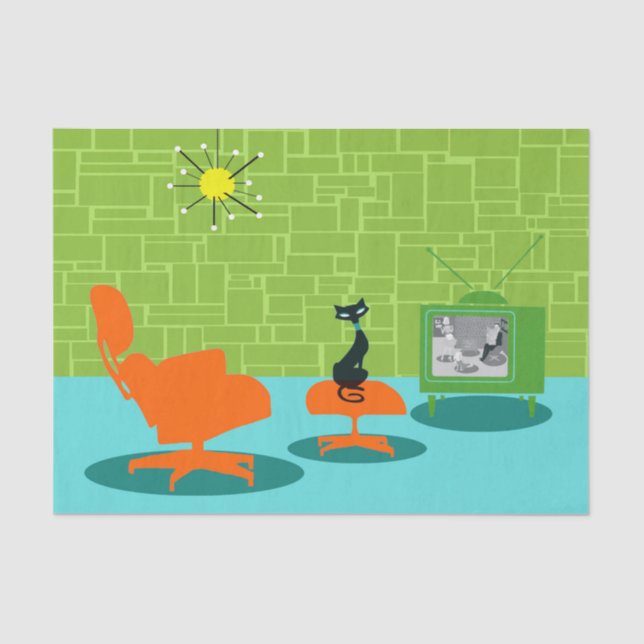 Retro Space Age Kitty Tissue Paper (Front)