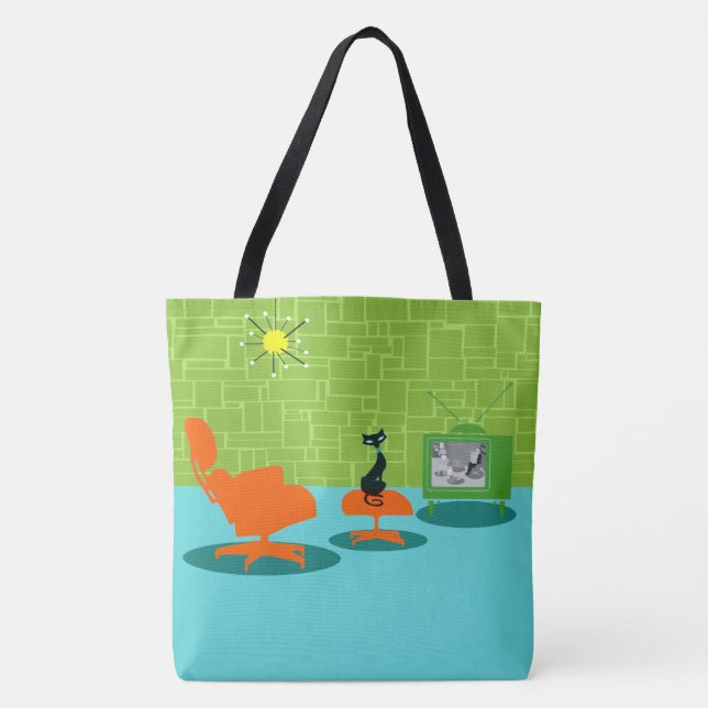 Retro Space Age Kitty Tote Bag (Front)