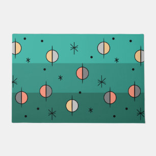 Retro Space Age Planets Stars Turquoise Doormat