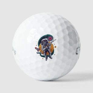 Retro Space Astronaut Cosmic Creature Sci Fi Adven Golf Balls