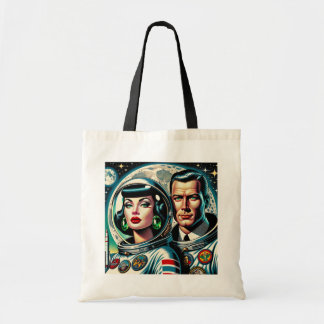 Retro Space Astronauts Tote Bag