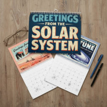 Retro Space Calendar - Greetings from the Planets