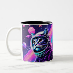 Retro Space Cat Mug – Vaporwave Galaxy Kitty Coffe