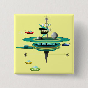Retro Space Diner 15 Cm Square Badge