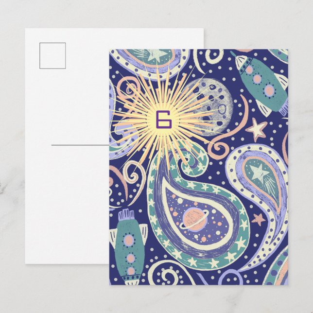 Retro Space Galaxy Birthday Card (Front/Back)