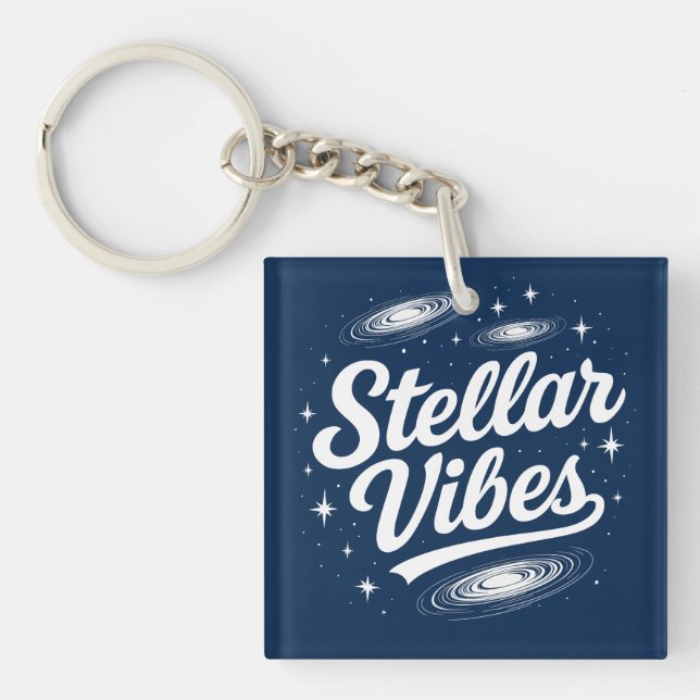 Retro Space Galaxy Design Key Ring (Front)
