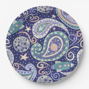 Retro Space Galaxy Design Paper Plate