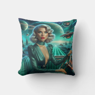 Retro Space Girl Cushion