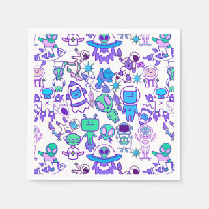 Retro space pattern napkin