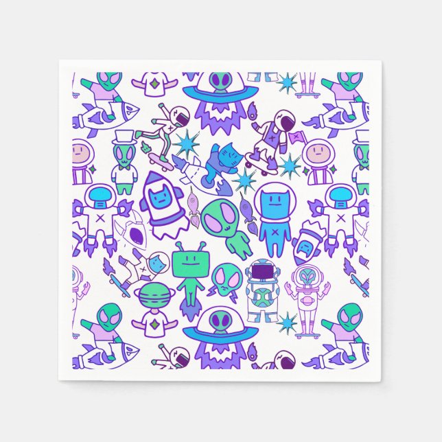 Retro space pattern napkin (Front)