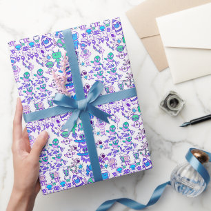 Retro space pattern wrapping paper