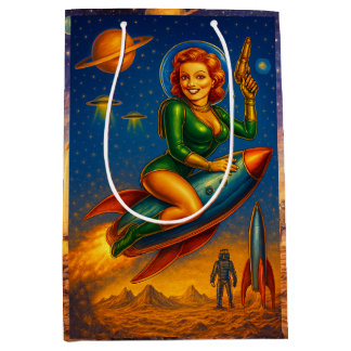 Retro Space Pin-Up Sci-Fi Girls Medium Gift Bag