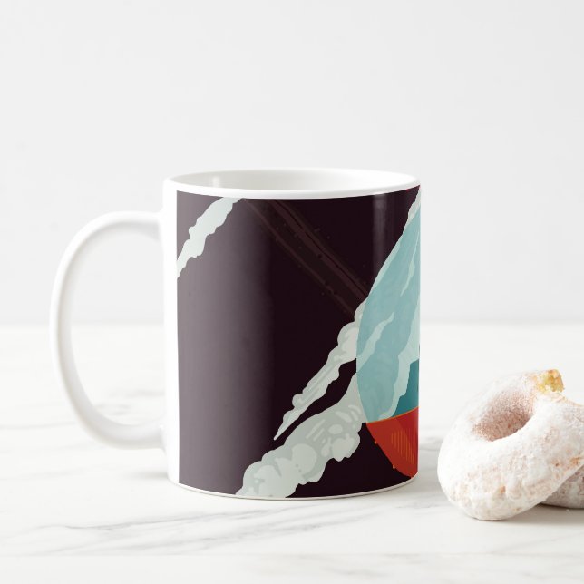 Retro Space Poster-Cassini Mission To Saturn Coffee Mug (With Donut)