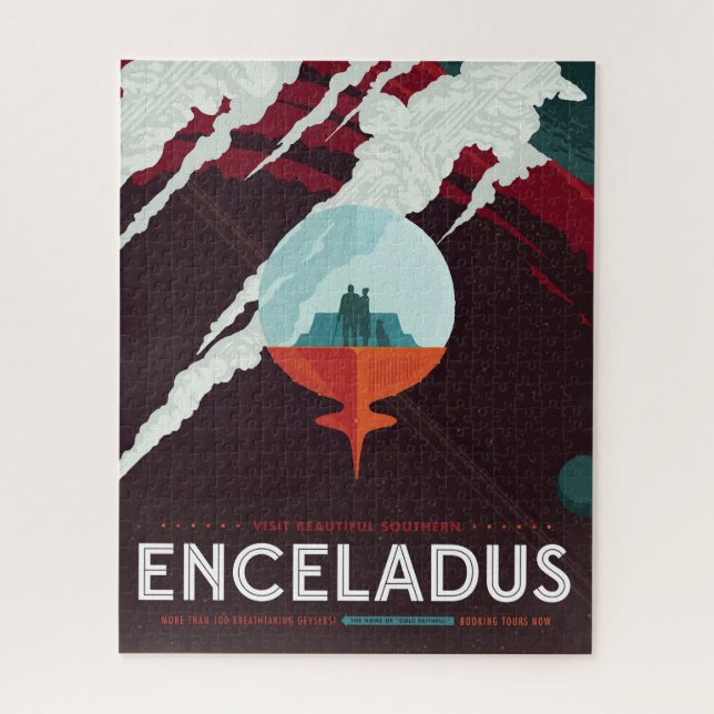 Retro Space Poster-Cassini Mission To Saturn Jigsaw Puzzle (Vertical)