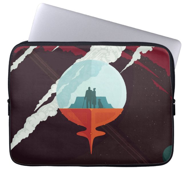 Retro Space Poster-Cassini Mission To Saturn Laptop Sleeve (Front)