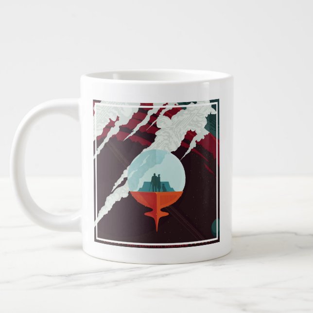 Retro Space Poster-Cassini Mission To Saturn Large Coffee Mug (Left)