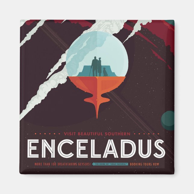 Retro Space Poster-Cassini Mission To Saturn Magnet (Front)