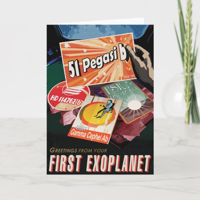 Retro Space Poster-Exoplanet Discovery 51 Pegasi B Card (Front)