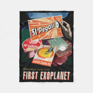 Retro Space Poster-Exoplanet Discovery 51 Pegasi B Fleece Blanket