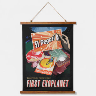 Retro Space Poster-Exoplanet Discovery 51 Pegasi B Hanging Tapestry