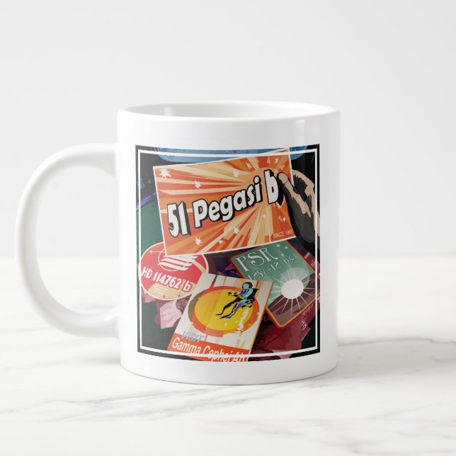 Retro Space Poster-Exoplanet Discovery 51 Pegasi B Large Coffee Mug (Left)