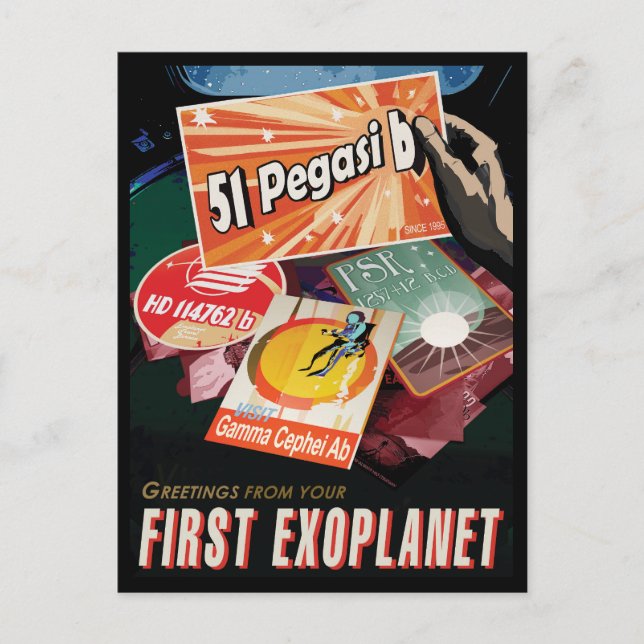 Retro Space Poster-Exoplanet Discovery 51 Pegasi B Postcard (Front)