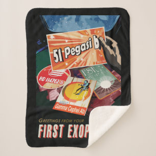 Retro Space Poster-Exoplanet Discovery 51 Pegasi B Sherpa Blanket