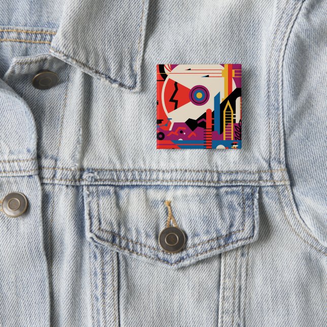 Retro Space Poster - Mars Exploration Program. 15 Cm Square Badge (In Situ)