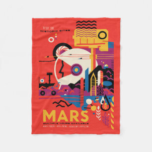 Retro Space Poster - Mars Exploration Program. Fleece Blanket