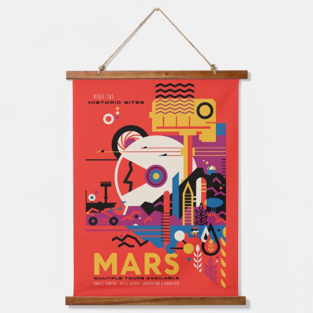 Retro Space Poster - Mars Exploration Program. Hanging Tapestry (Front)