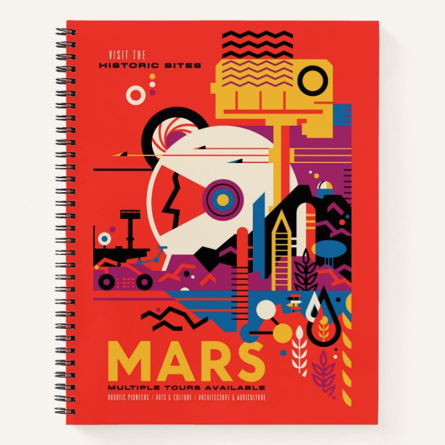 Retro Space Poster - Mars Exploration Program. Notebook (Front)