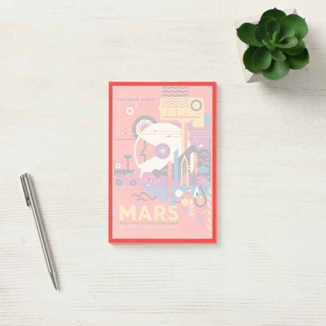 Retro Space Poster - Mars Exploration Program. Post-it Notes (Office)