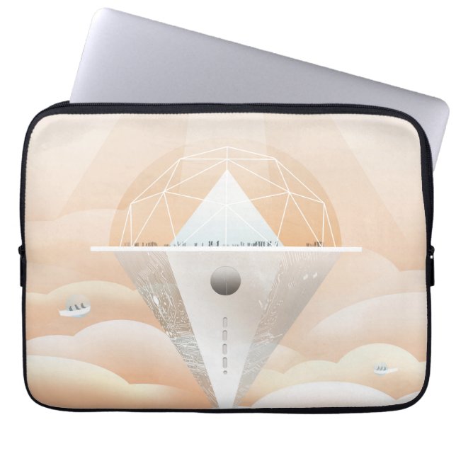 Retro Space Poster-Observatory In The Solar System Laptop Sleeve (Front)