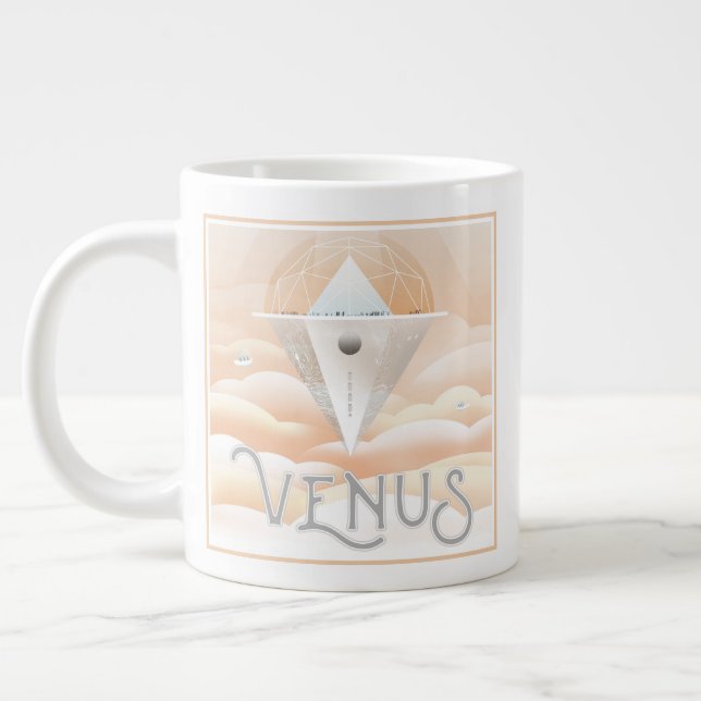 Retro Space Poster-Observatory In The Solar System Large Coffee Mug (Left)