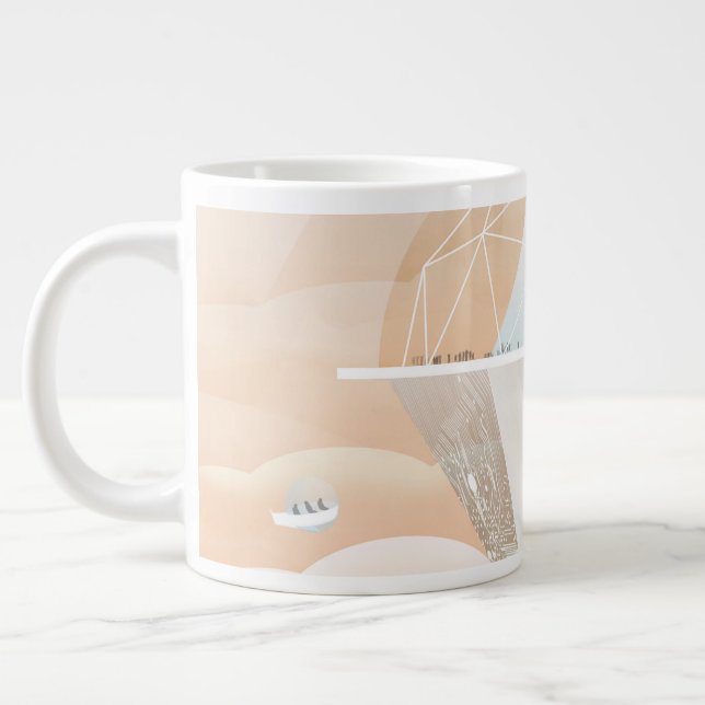 Retro Space Poster-Observatory In The Solar System Large Coffee Mug (Left)