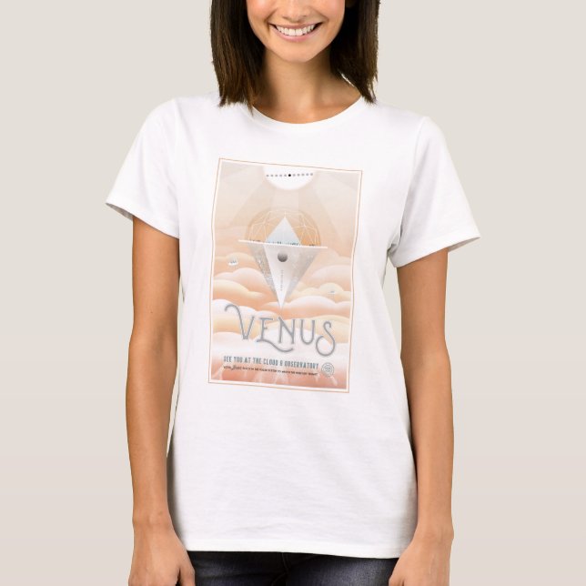 Retro Space Poster-Observatory In The Solar System T-Shirt (Front)